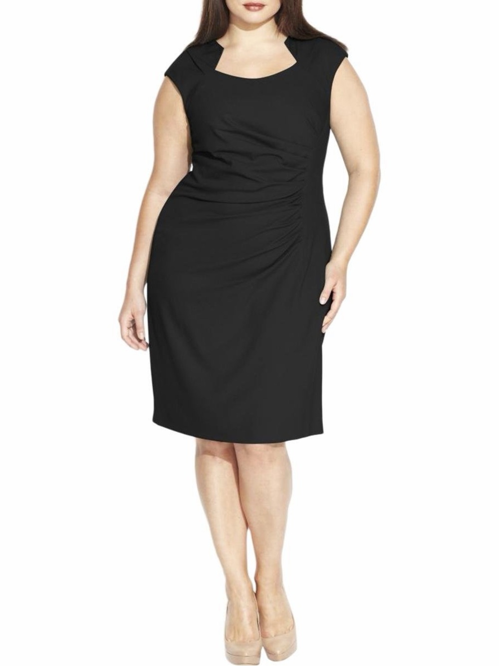 Calvin Klein Women’s Plus Size Cap Sleeve Side Ruched Sheath Dress Size 22W